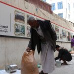 Yemeni society for the careinc Qualifying blind continues to distribute the monthly food basket